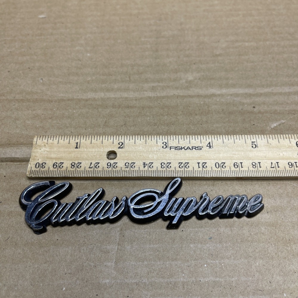 Vintage Oldsmobile Cutlass Supreme Emblem 5" Chrome Script GM Car Badge
